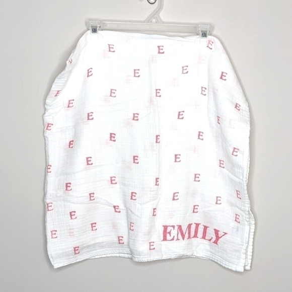 Emily E Monogrammed Personalized Swaddle Blanket 43x40in - Picture 1 of 3